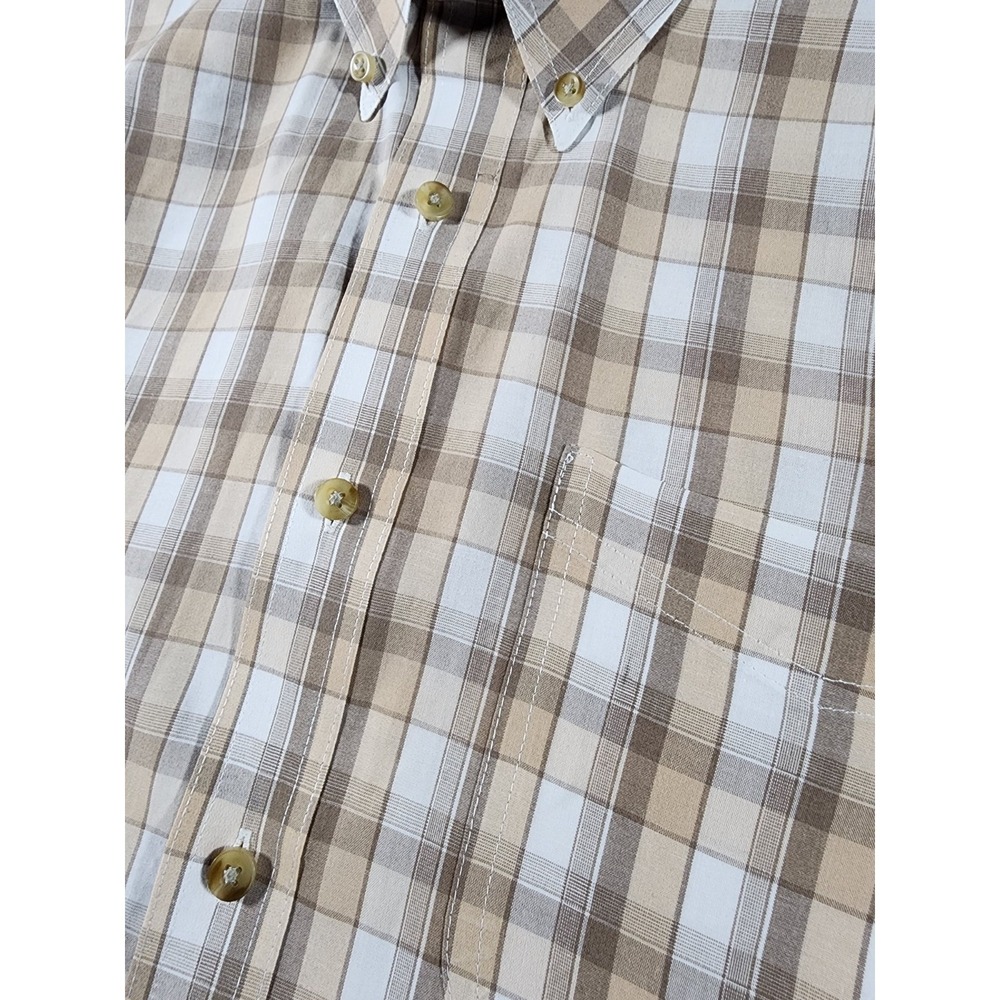 Wrangler Men's Western Dress Shirt, Size M, Tan Plaid, Button Down, Long Sleeve - Picture 4 of 6